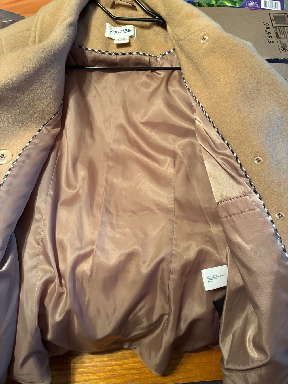 St. John's Bay Women's Double-Breasted Peacoat - Camel - Picture 5 of 6